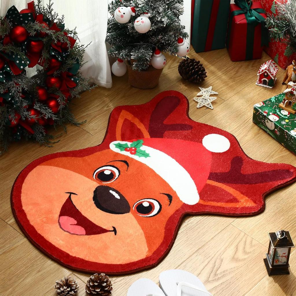 VIKAMA Christmas Imitation Cashmere Carpet Soft Non-Slip Bathroom Kitchen Floor Mat Cute Outdoor Indoor Door Mat Home Decor