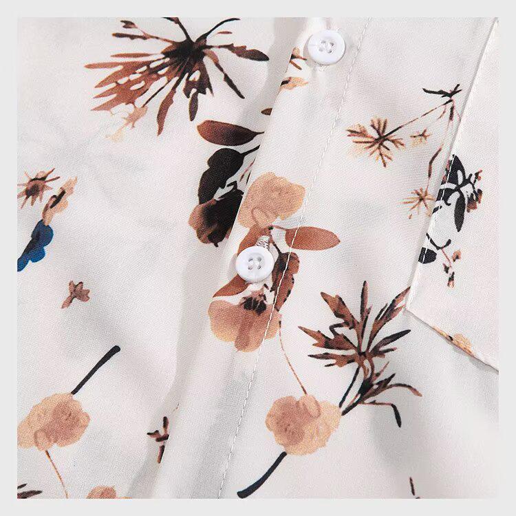 Unisex Hawaii-Blumenprint Locker geschnittenes Kurzarmhemd