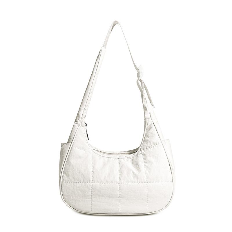 New nylon quilted shoulder bag adjustable shoulder strap fluffy underarm bag large capacity fluffy down tote bag