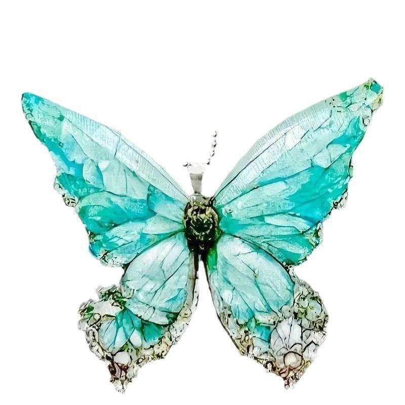 Crackle Green Elegant Butterfly Acrylic Car Accessory Decorative Hanging Gift Idea