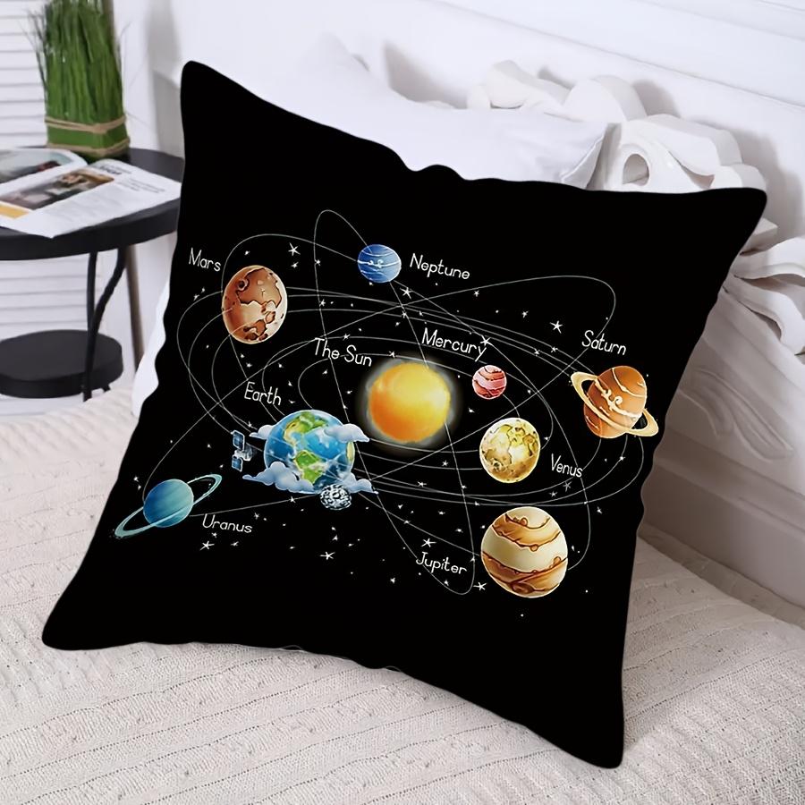 Galaxy-Inspired Throw Pillow Cover - 17.7x17.7 Inch, Polyester, Machine Washable, Zip Closure, Contemporary Style, 1pc