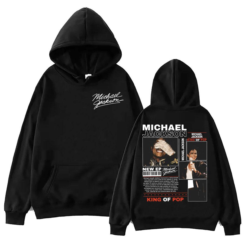 Rockový zpěvák Michael Jackson Merch Mikiny Pánské Dámské Módní Vintage Mikiny s kapucí Vysoce kvalitní Fleece Nadměrné Pulovry