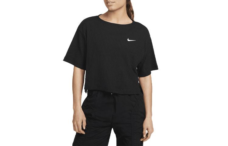 Nike Crop Tops Women's Black Crew Neck Moderate DV7871-010