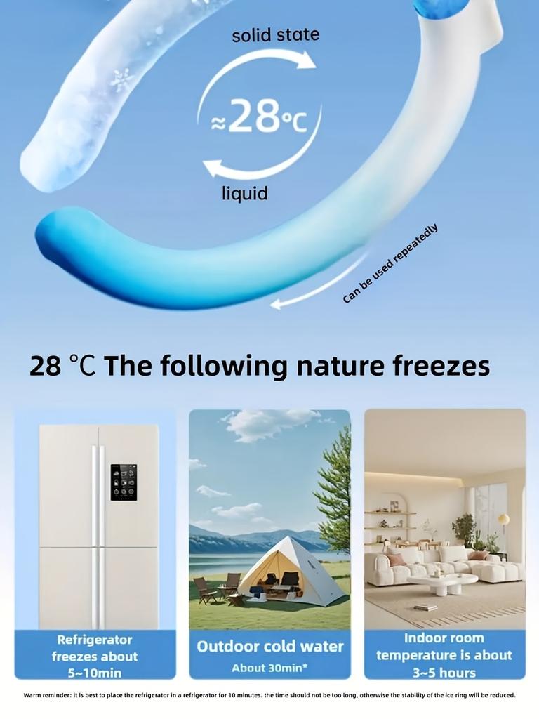 2Pcs Summer Neck Cooling Ring Reusable PCM Ice Neck Wrap Wearable Body Cool-Gel