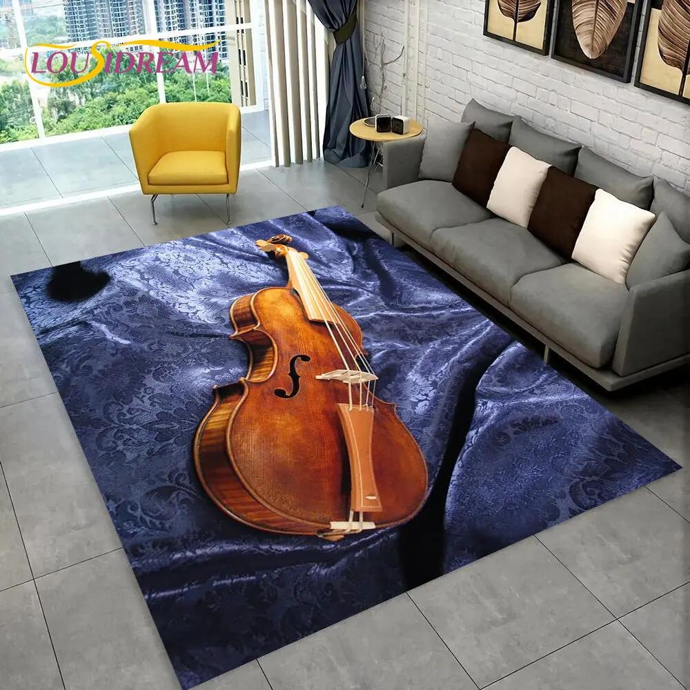 Classical Violin Instrument Music Area Rug,Carpet for Home Living Room Bedroom Sofa Doormat Kitchen Decor,kid Non-slip Floor Mat