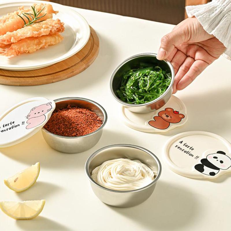 Leak-Proof Seasoning Box Portable 304 Stainless Steel With Sealed Lid Condiment Containers 170Ml Sauce Cup Small Storage Box