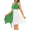Női egy váll színes blokk táncruha Patchwork aszimmetrikus szegély ujjatlan ruhák táncruhák