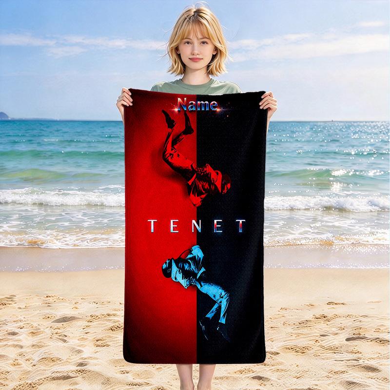 Custom Name Tenet Movie Stylish Digital Printing Beach Towel Quick‑Drying Absorbent Blanket for Beach Pool Gym Travel