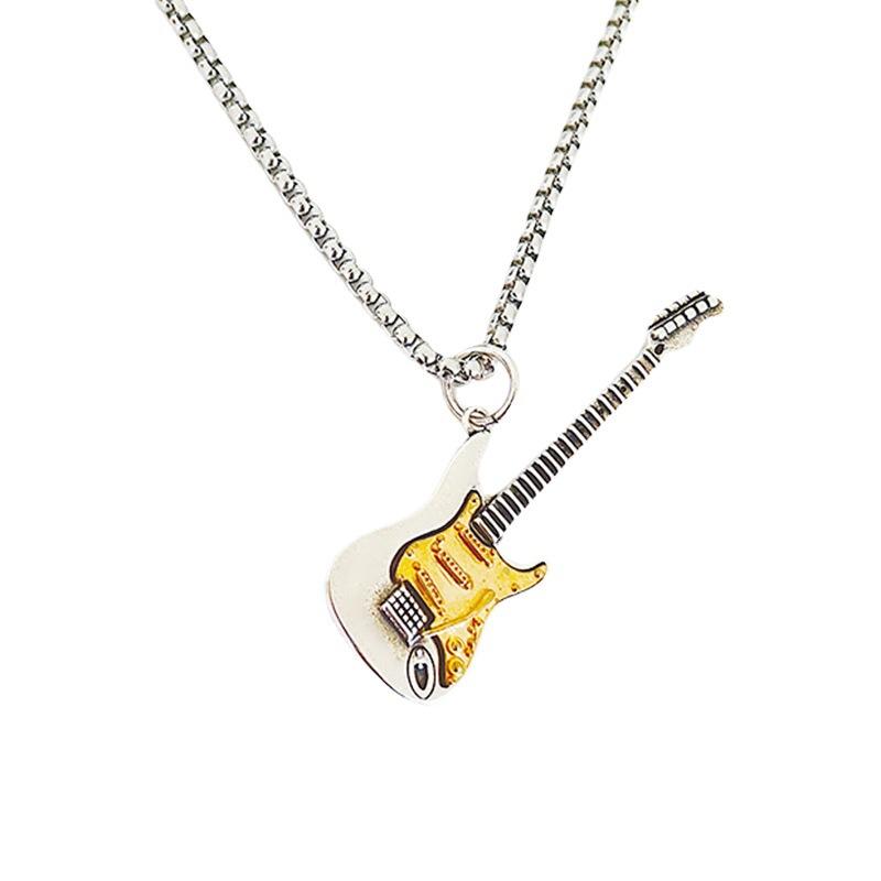 Rock Electric Guitar Music Note Pendant Male Retro Niche Punk Style Design Hip Hop Handsome Personality Men Necklace Women