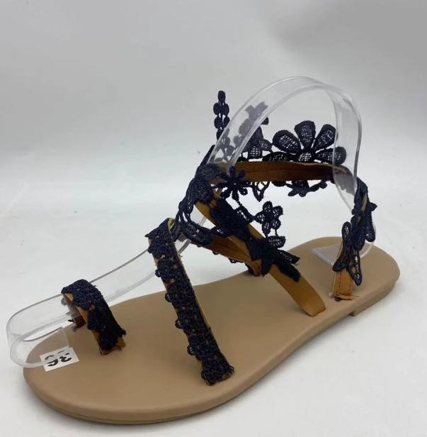 Fashion 2025 Summer Foreign Trade New Large Size Women's Flower Flat Sandals Bohemian Beach Shoes