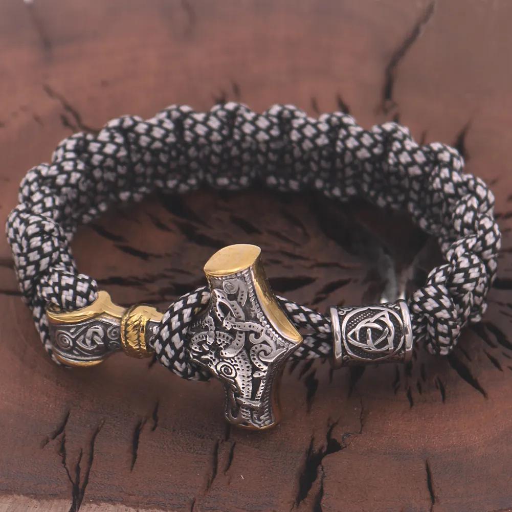 Wolf Head Pure Nordic Viking Men's Domineering Odin Rune Faded Retro Bracelet