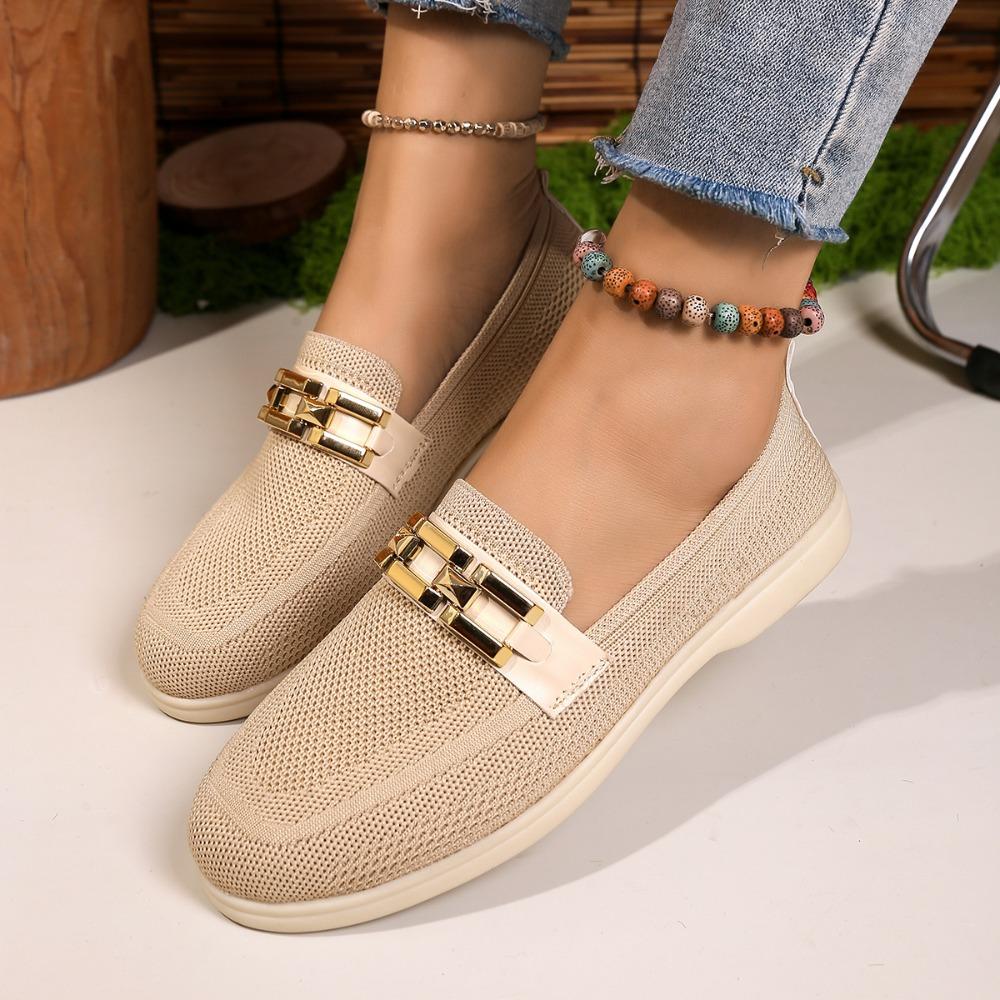 Fashion Women Flats Solid Soft Color Mesh Loafers Bottom Knit Ballet Flat Shoes for Women Casual Slip On Sneakers Women Zapatos De Mujer