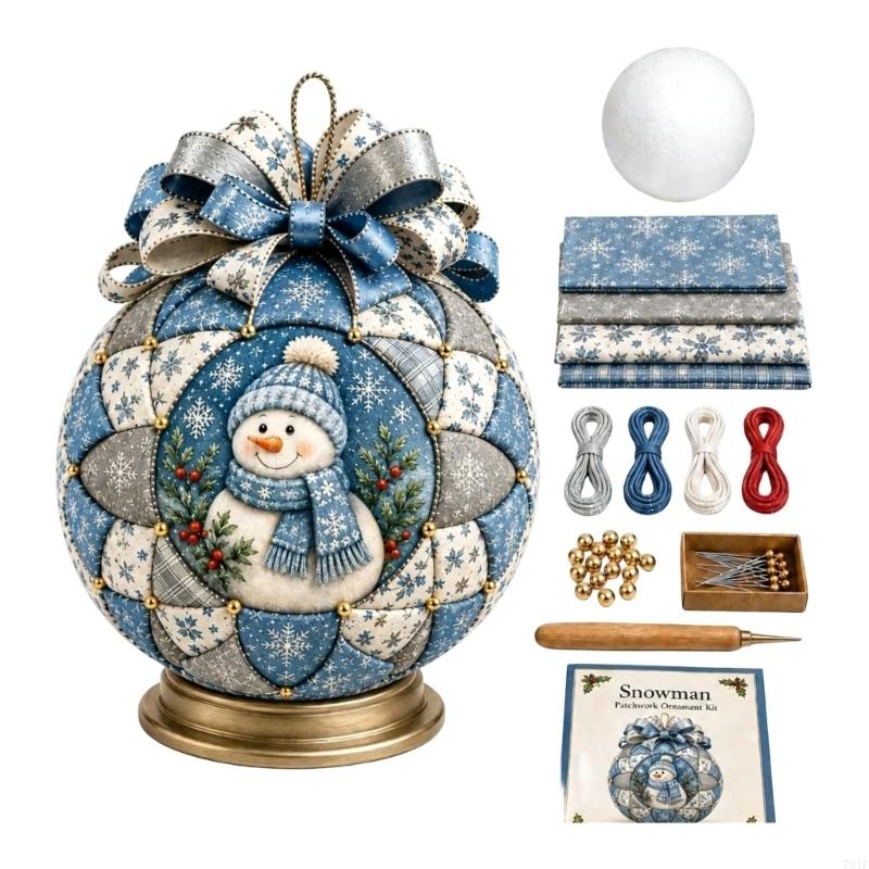 Fabric Christmas Ornament Craft Set, 1 Set for Patchwork Making without Needle and Thread, with Ribbon and Hanging Loop