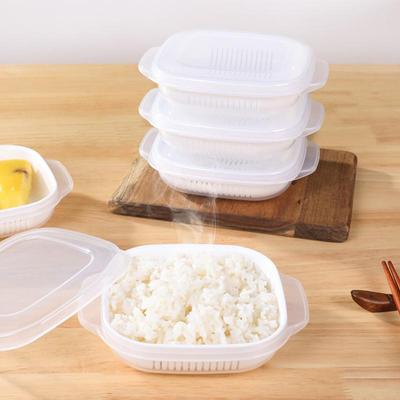 1pcs Food Storage Box Rice Fruit Preservation Container Microwave Oven Heating Refrigerator Crisper Simple Square Packaging Bowl