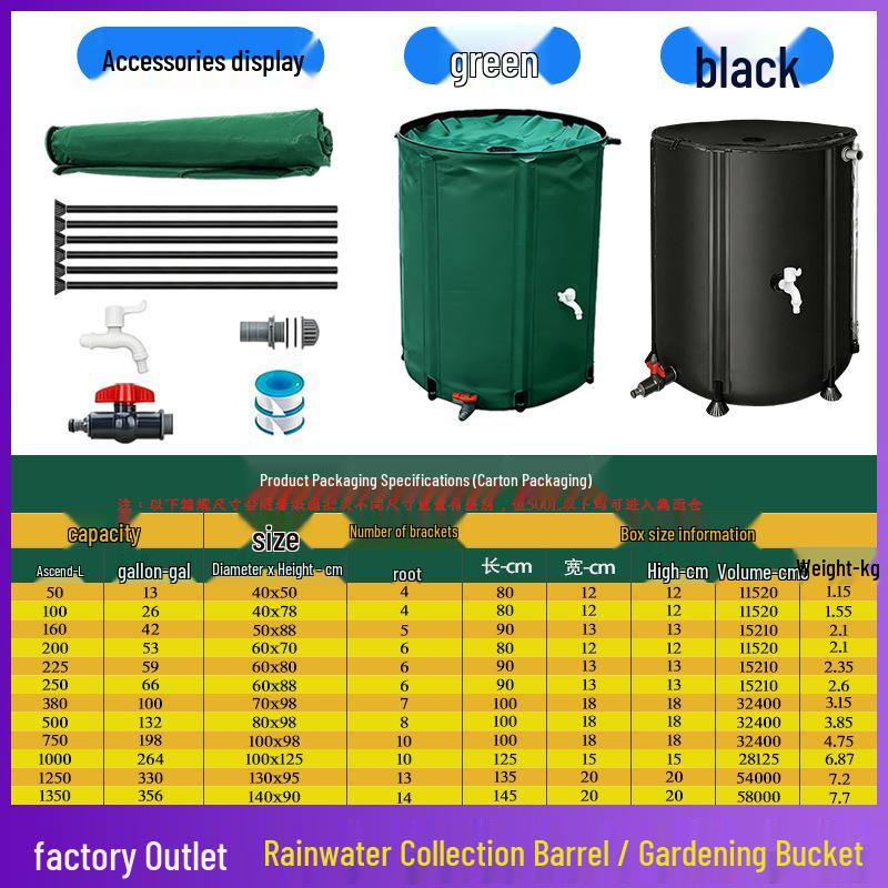 Foldable PVC Rainwater Collection Barrel for Garden and Car Washing