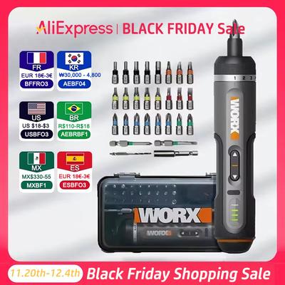 WORX WX242 Mini Juego de Destornillador Eléctrico Destornillador Eléctrico Inteligente Inalámbrico Recargable Con Juego de 30 Puntas Herramientas Taladro Eléctrico