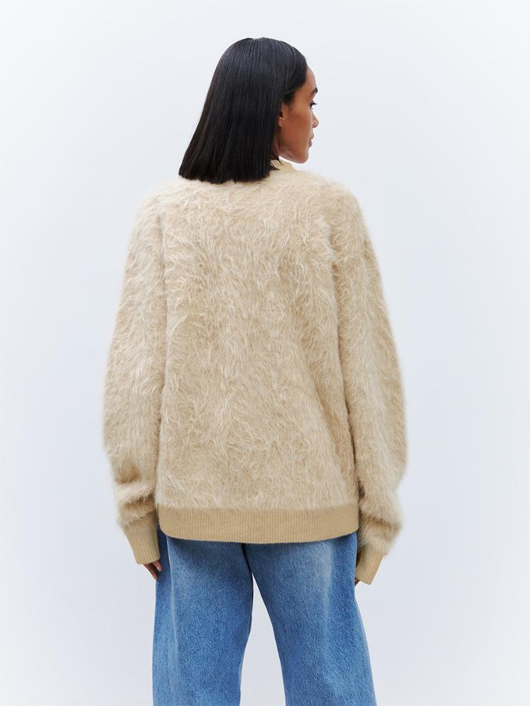 Mink Velvet Sweater Cardigan Women Autumn Winter Lazy Loose Knit Sweater Warm Sweater Cardigan Blend Comfortable Undercoat Long Sleeves Sweater