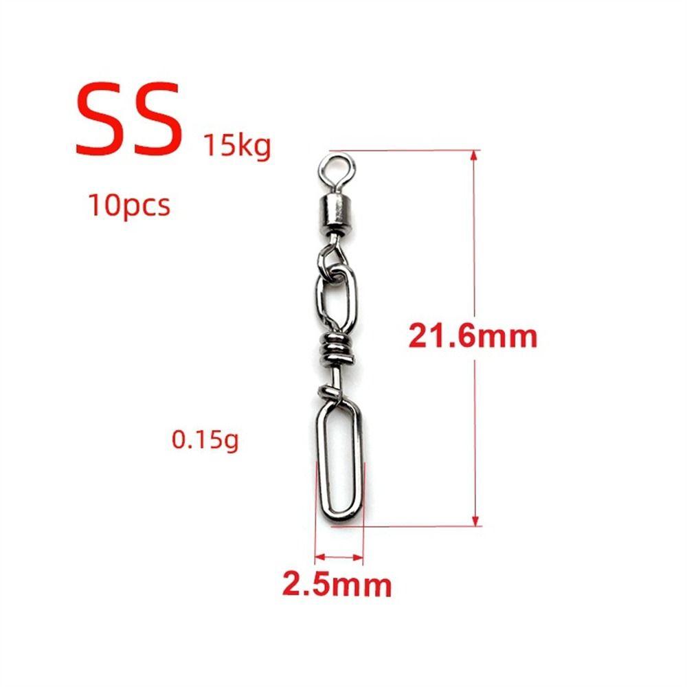 10Pcs Stainless Steel Fishing Swivels Snap Rolling Fishing Connector Pin   Fishing Lure Connect