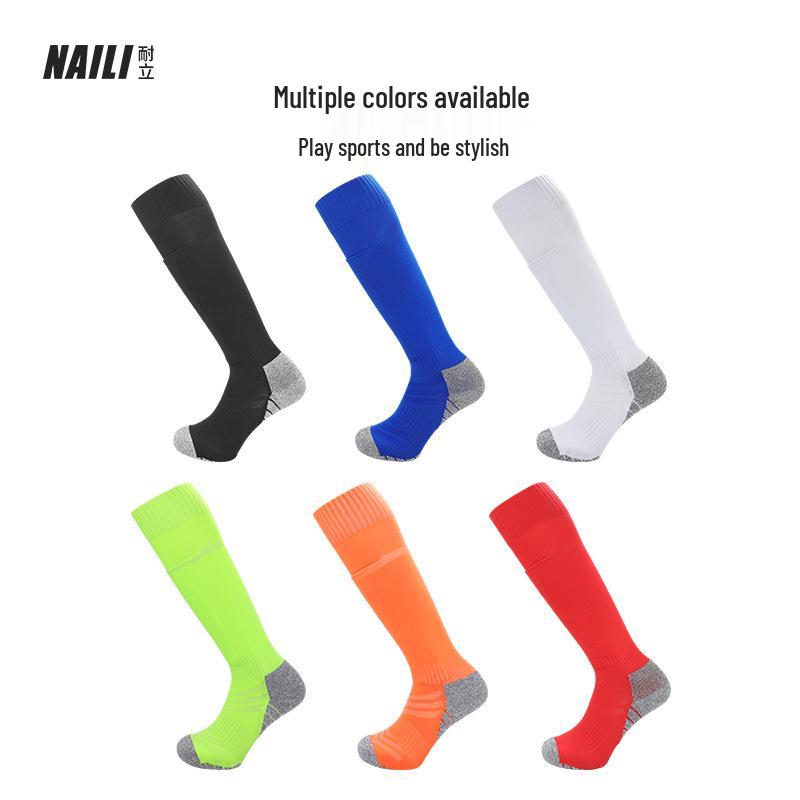 Professional Long Football Socks with Pocketed Shin Guards - Non-slip, Towel Bottom for Kids & Adults