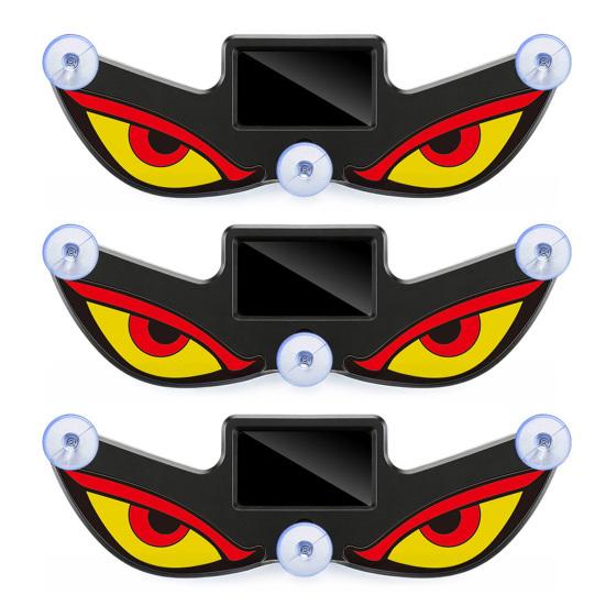3Pcs Solar LED Car Decorative Light with Dynamic Eye Design USB-C Rechargeable Smart Sensor Car Light Vibration-Activated Suction Cup Mount Car