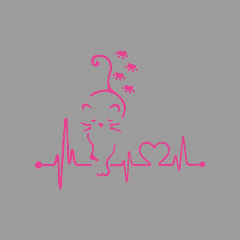 Cute cat paw print heartbeat melody creative&funny stickers for cartoon fans&lover,high quality for car trucks motorcycles