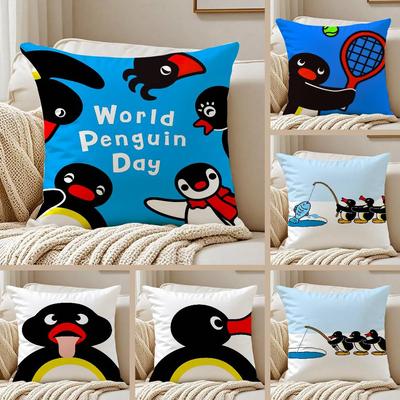 Niedlicher P-Pingu Kissenbezug Sofa und Wohnzimmer Dekorative Kissenbezüge Staubdicht und Milbendicht Unsichtbarer Reißverschluss