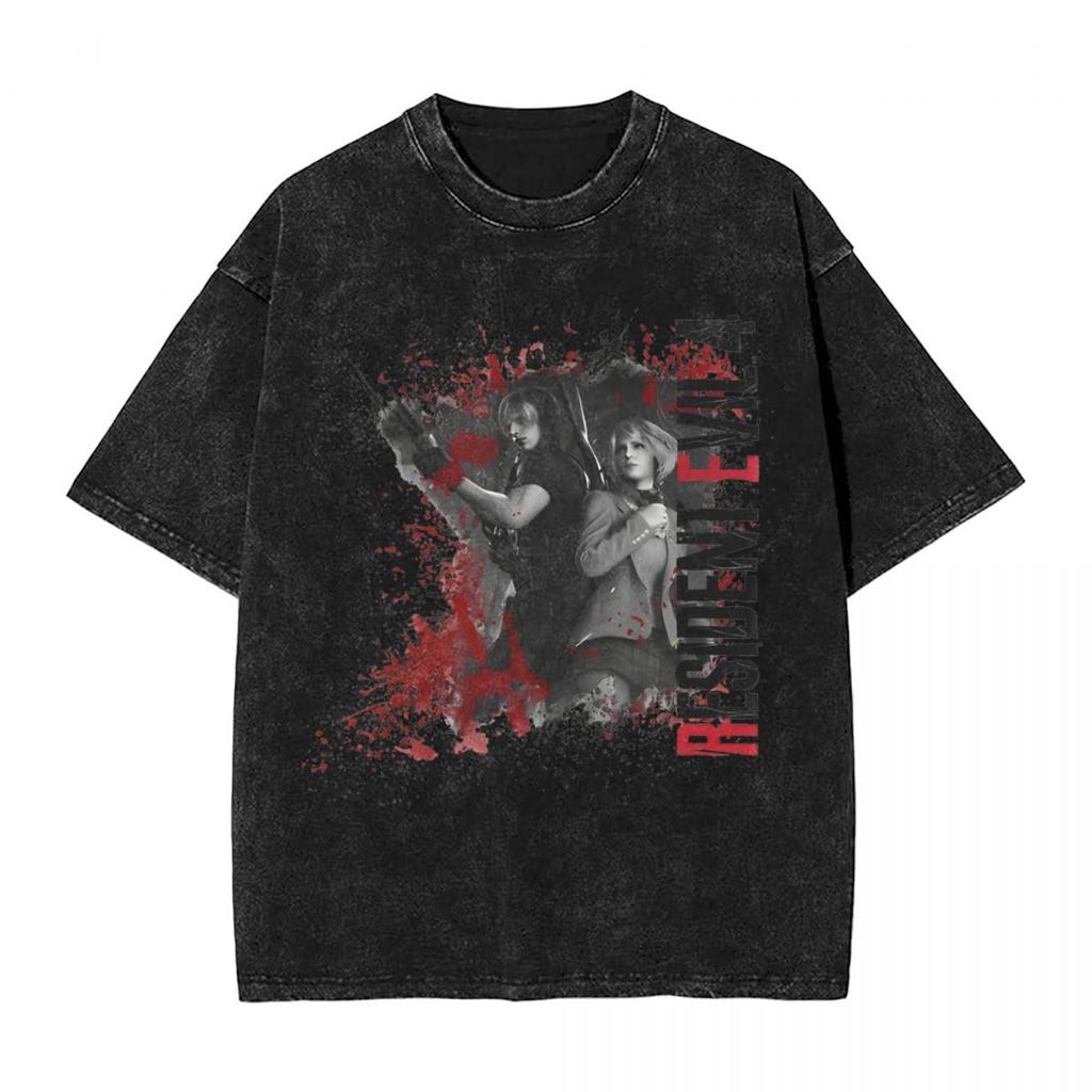 Nightmare Carousel T Shirt Residented Eviled Washed Oversized TShirt Cotton Summer Short Sleeve Tee Shirt Men Women Clothing