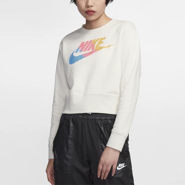 Nike Running Training Breathable Casual Crewneck Sweatshirt Women Sweatshirt Phantom-Grey White BV2801-030