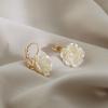 Elegant Camellia Pearl Earrings for Women - White Flower Studs with High-End Design