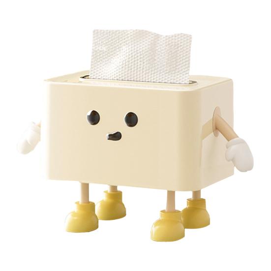 Smile Face Tissue Box Cute Tissue Holder with Spring Mechanism Rectangular Tissue Case Tissue Box Cover Napkin Dispenser for Bedroom Bathroom Car
