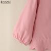 ZANZEA Women Casual V-Neck Solid Color Loose 3/4 Sleeve Blouse