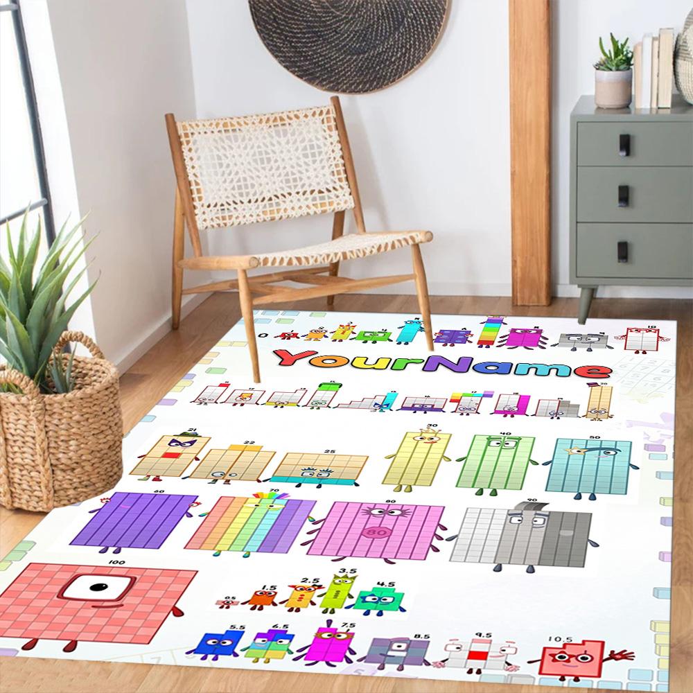 Numberblocks Customized Name Area Rug Design for Game Room Balcony Dormitory Study room Antislip Carpet Office home decor Wedding Party Gift