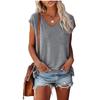 Womens' Fashionable And Casual Solid-color Basic V-neck Short-sleeved Top