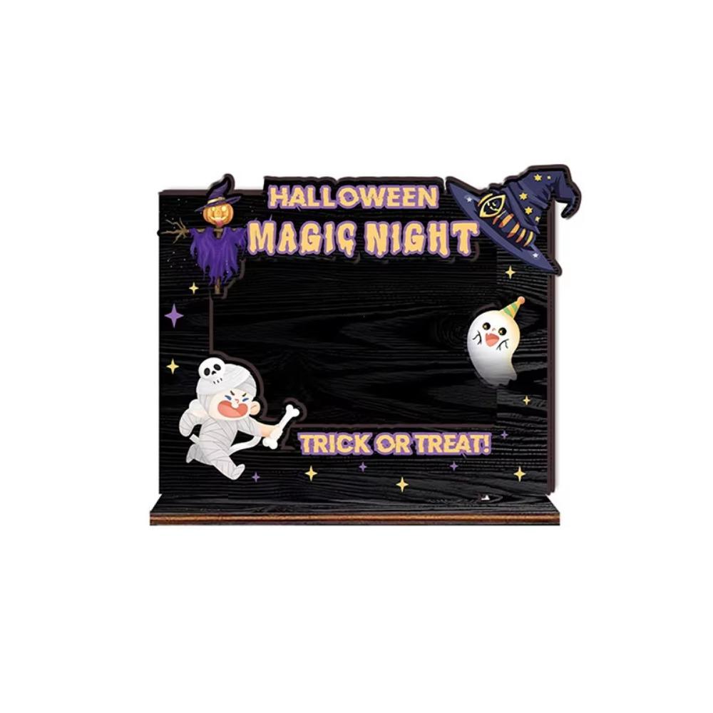

Creative Wood Photo Frame Ornament Happy Halloween Decor Frame Kids Gift чёрный