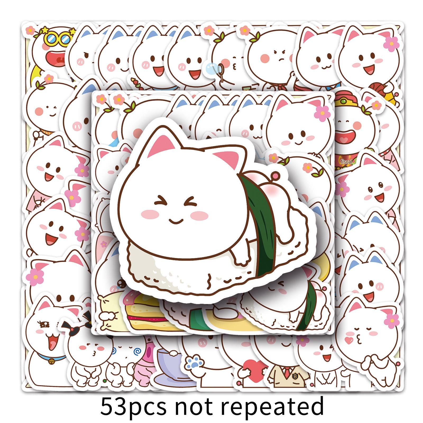 53-Piece Waterproof Peach Fairy Cartoon Emoticon Stickers for DIY Phone Cases & Luggage