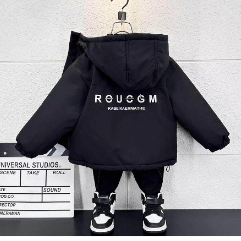 Boys Thick Cotton Padded Coat Winter Warm Hooded Jacket Kids Casual Outerwear