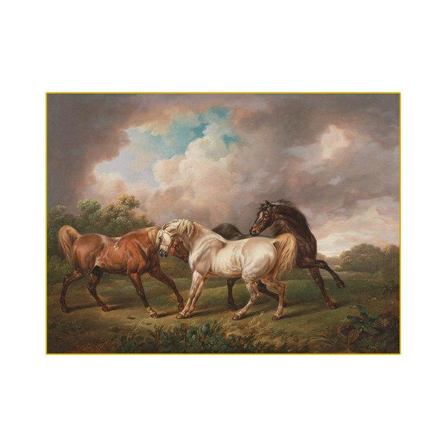 

Винтажная картина маслом лошади, печать на холсте, постеры и принты, сельский пейзаж, настенное искусство для гостиной, спальни, домашний декор, Куадрос 21cm×30cm NoFrame