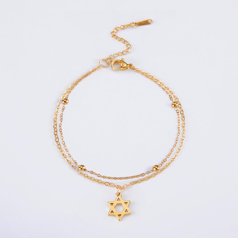 Dawapara Star of David Bracelet Map Bracelet Hexagram Charm Blessing Je Jewelry Hanukkah Gift Stainless Steel Jewelry