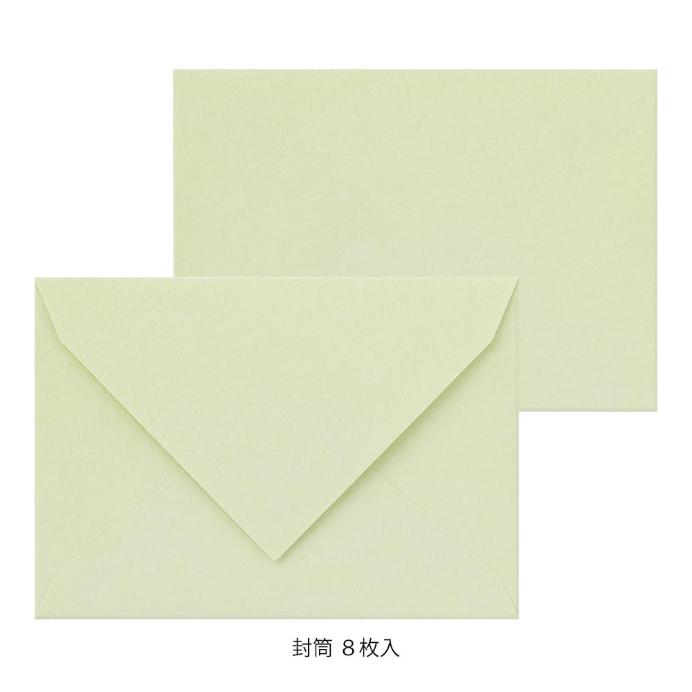 Midori Letter Floral Washi Paper with Paper 86931006 Set, Case, Green,