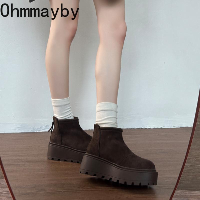 Autumn Winter Vintage Warm Cotton Women Ankle Boots Fashion Platform Height Increase Plush Short Boots botines para mujeres