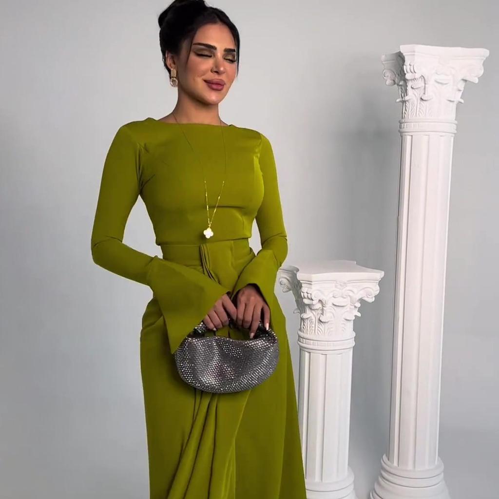 GMXIA Women's Fall Dress Style Satin Banquet Long Dress