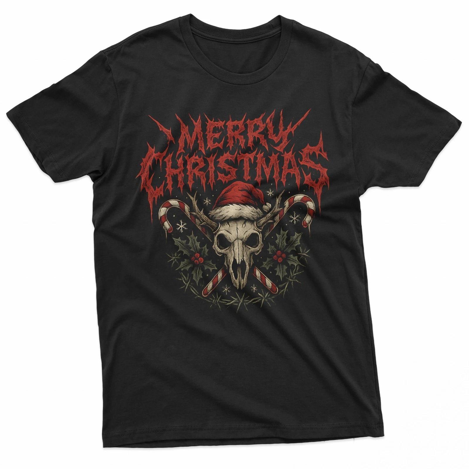 Merry Christmas Death Metal Skull T-Shirt S
