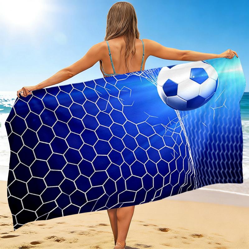 1Pc Soccer Ball Goal Net Beach Towel, Quick Dry, Multi-Use for Beach Pool Gym Yoga Home Travel, Christmas, Halloween, Xmas Gift M928559