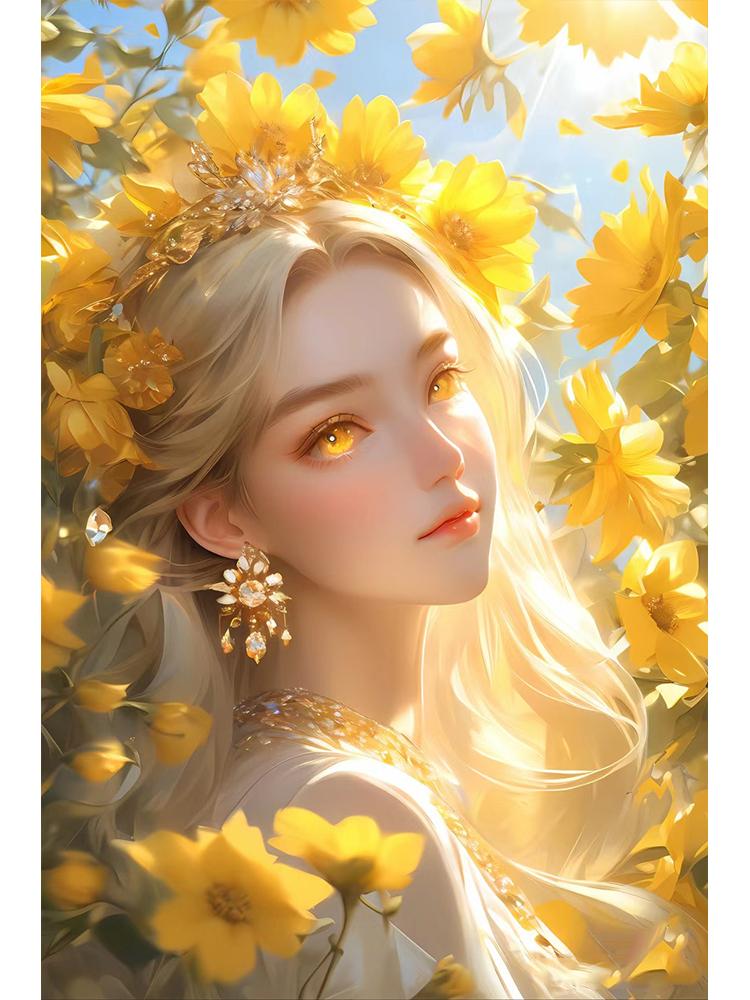 Diamond Painting Full Circle Square Flower Fairy 5DDiy Novel Mosaic Embroidery Cartoon Girl Cross Embroidery Set Home Decoration