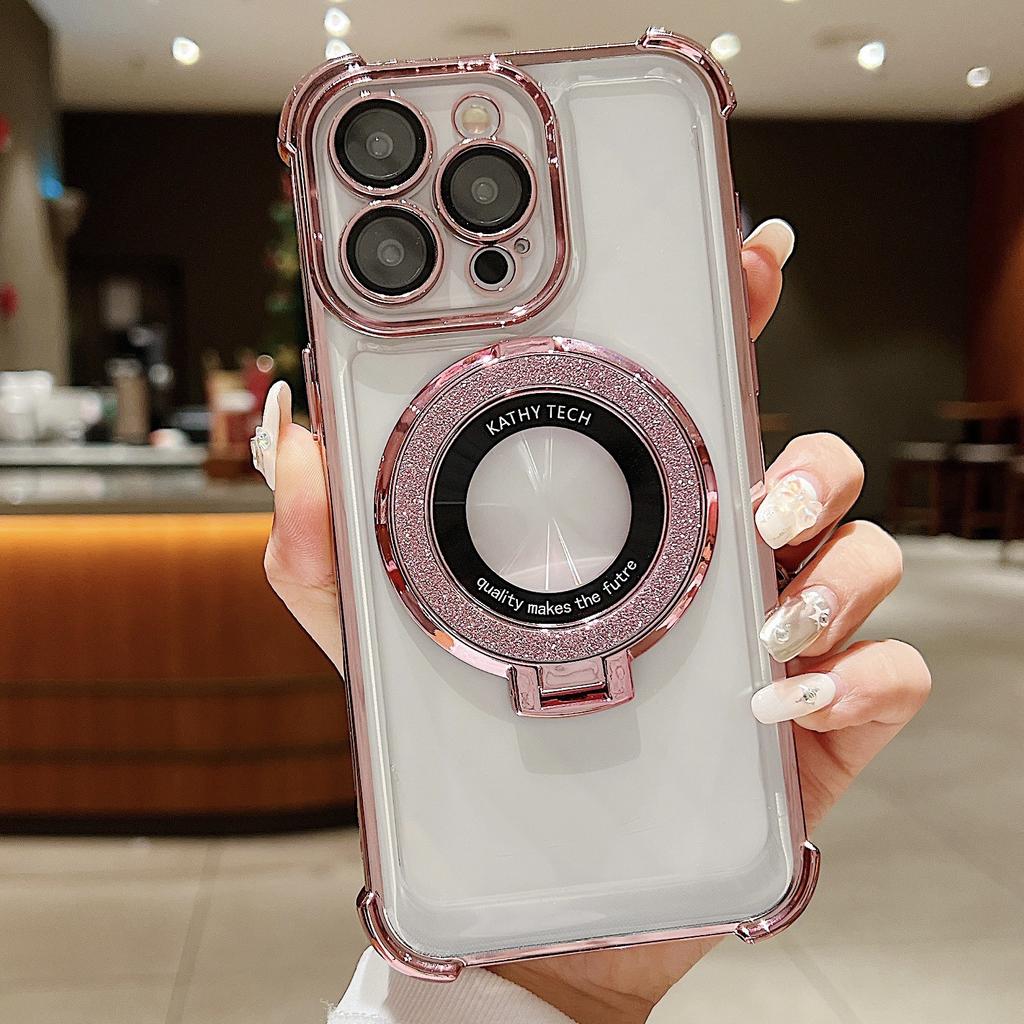 Applicable To IPhone16 Magnetic Suction Mobile Phone Case Airbag Anti-fall Case Apple 15 Promax14/13 with Lens Film