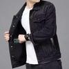 Trendy Men's Slim Fit Black Denim Jacket for Spring/Autumn - Youth Student Fashion
