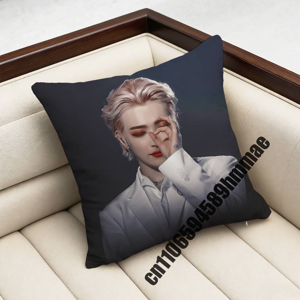 For A-Ateez K-Kim Hong Joong Throw Pillow Case Sham 45X45Cm 40X40Cm Square Car Pillowcase Pad Cushion Cover