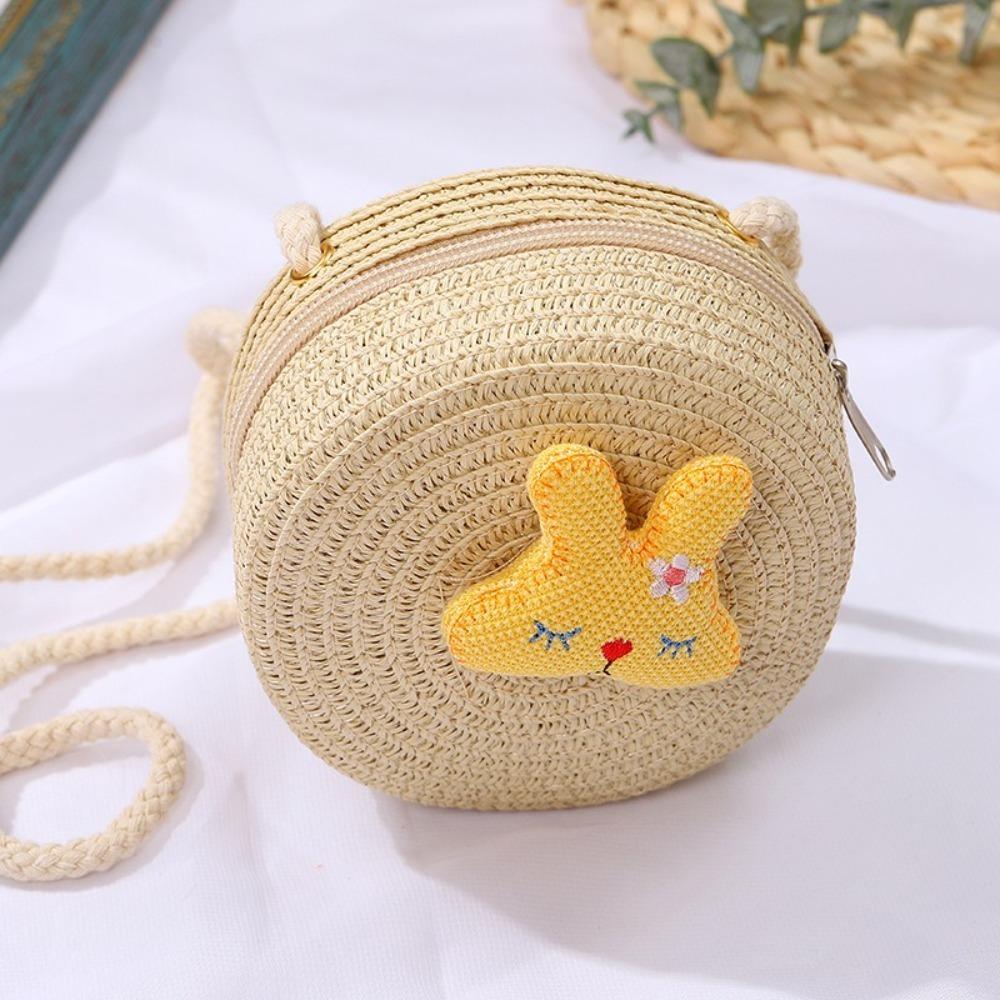 

Плетена Солом яна Солом яна Сумка Форми Мушлі Сумки Через Плече Гаманець Сумка Дитина Діти Beige-rabbit