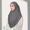 Non-Transparent Double Layer Chiffon Hijab Elegant Drape Solid Color Instant Chin Cover Scarf Pinless Design Wrinkle-Resistant