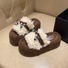 Thick-bottomed Imitation Lamb Wool Slippers Women's Outer Wear Velvet Warm Non-slip Internet Celebrity Autumn and Winter Fluffy Cotton Slippers